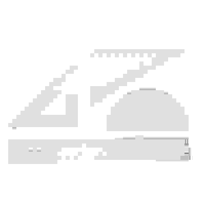 Набор геометрический 4 пр. (линейка 20см, 2 угольника, транспортир) прозрачный, в пакете с подвесом