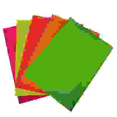 Бумага цветная неоновая самоклеящаяся А4, 80гр/м2, 5 цветов, в пакете