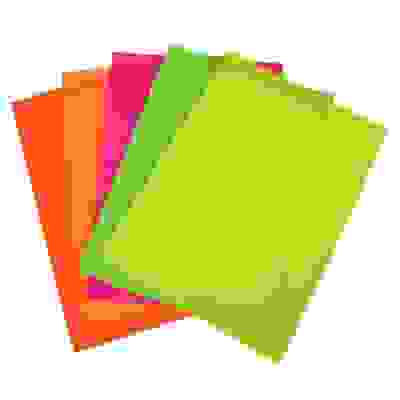 Картон цветной неоновый А4, 250гр/м2, 5 цветов, в пакете