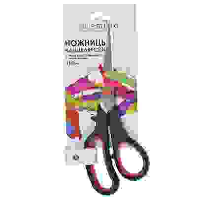 Ножницы канцелярские 19см, двуцветные пласт.ручки, на карточке ClipStudio