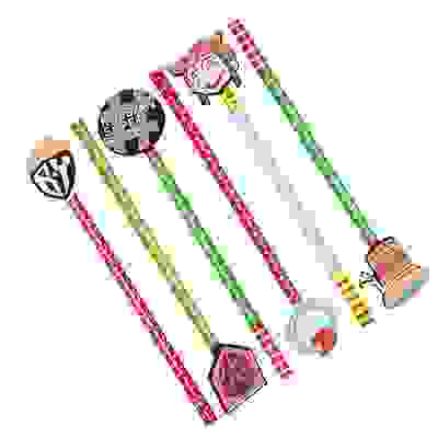 Карандаш чернографитный с резиновым топпером, дерево, каучук, 6 дизайнов BY