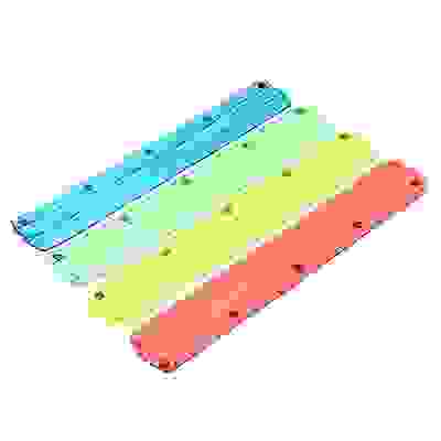 Линейка 20 см гибкая, прозрачная цветная, ПВХ, 4 цвета, в пакете с подвесом