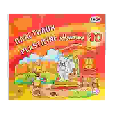 Пластилин 10 цветов 200 гр. &quot;Мультики&quot;, со стеком, в картонной упаковке, 280017 ГАММА