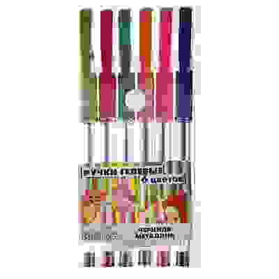 Набор ручек гелевых 6 цветов металлик, 0,7мм, в ПВХ пенале с подвесом ClipStudio