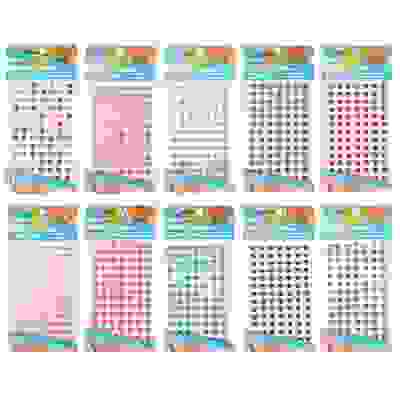 Стразы самоклеящиеся для декорирования, пластик, 10х20-30х0,5см, 4-12 цветов