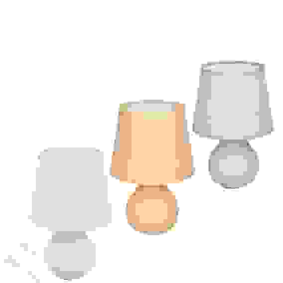 Лампа настольная, 25 см, шнур 100 см, E14, 220ВТ, 40 В, Керамика, текстиль, 3 цвета