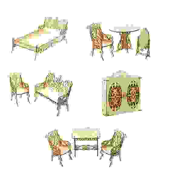 Мебель для кукол столик/столовая/кровать/шкаф/гостиная, фанера, 19х14х3см, 5 дизайнов ТЕРЕМОК