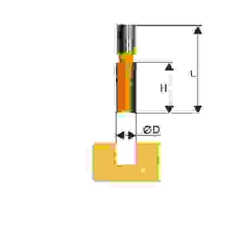 Фреза пазовая прямая ЭНКОР D 8 мм, хв. 8 мм, Hраб. 25 мм, L 57 мм