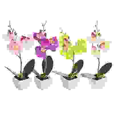 Цветы в кашпо &quot;В виде Орхидеи&quot;, керамический горшок, 22см, полиэстер, ПВХ, 4 цвета, GTF-502