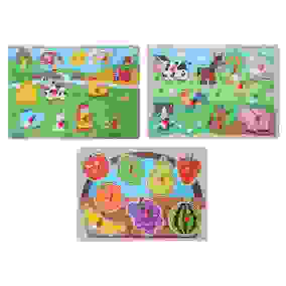 Пазл-вкладыши, с держателями, дерево, 29,5х21х0,8см, 3 дизайна