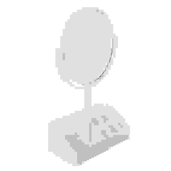 Зеркало-органайзер для косметики, пластик, стекло, d15см, 26,5х17см, белый