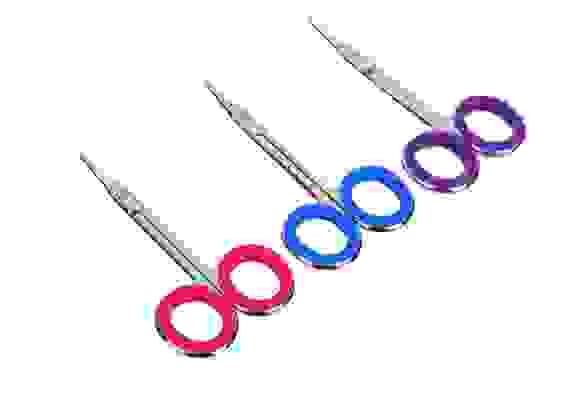 Ножницы маникюрные для кутикулы с загнутыми лезвиями, сталь, силикон, 9,2см, 3 цвета