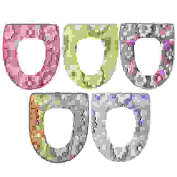 Чехол для сиденья унитаза 44х37см, искусственный мех, ПВХ, &quot;Цветы&quot;, 4 цвета