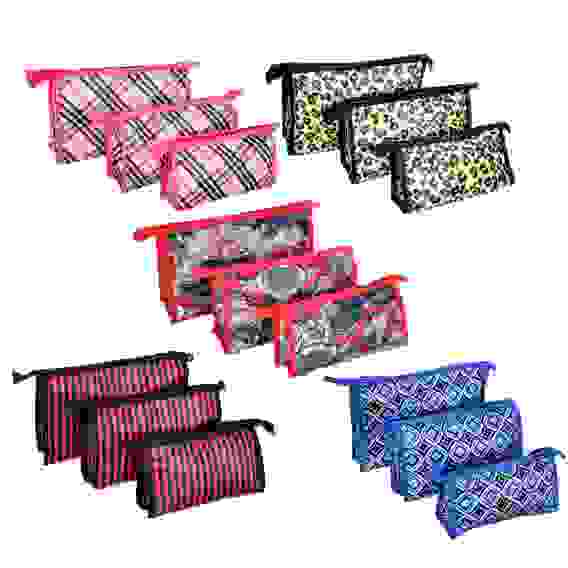 Набор из 3-х косметичек, 23х15,5см/21х12,5см/19х11см, ПВХ, 5 дизайнов PAVO