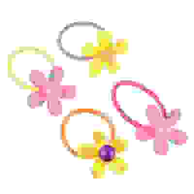 Набор резинок для волос с декором 4шт, полиэстер, пластик, d=3см, 2 дизайна