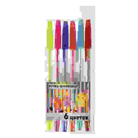 Набор ручек шариковых 6 цветов, 0,7 мм, в ПВХ пенале с подвесом ClipStudio