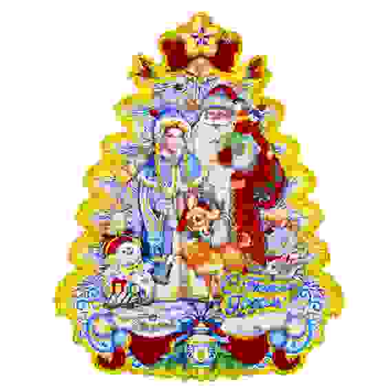 Панно бумажное с Дедом Морозом и Снегурочкой, 32х25см СНОУ БУМ