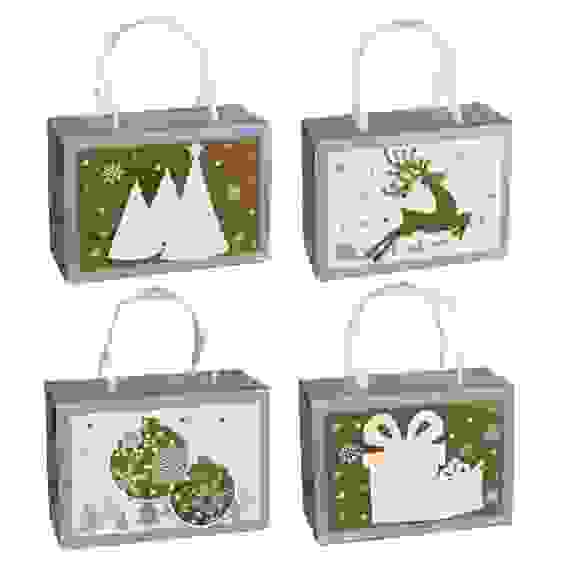 Пакет подарочный бумажный , закрывающийся, 20х23х11 см, 4 дизайна СНОУ БУМ