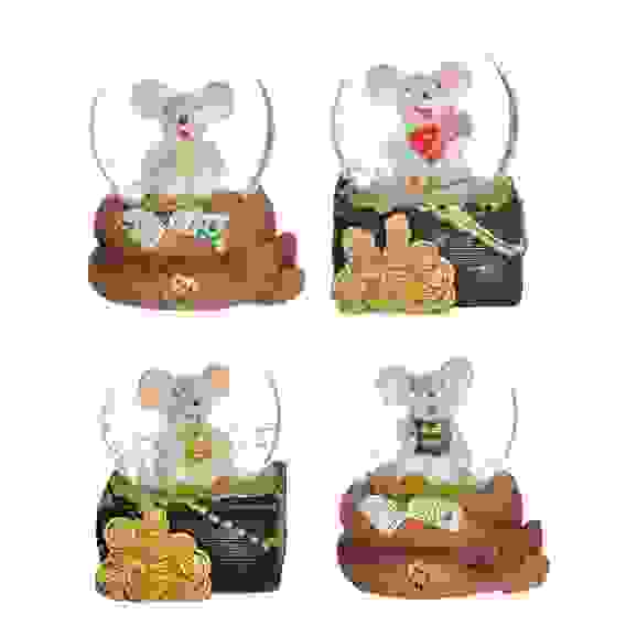 Снежный шар с мышкой в деньгах, 6,5см, полистоун, 4 дизайна СНОУ БУМ