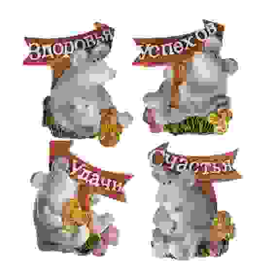 Магнит &quot;Мышка с пожеланием&quot;, полистоун, 5х4см, 4 дизайна СНОУ БУМ