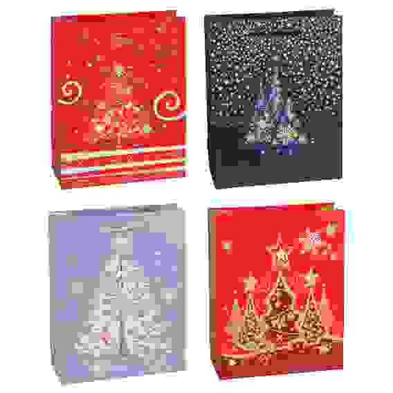 Пакет подарочный 23х18х8 см, бумага высокого качества с блеском, 4 дизайна, арт 21 СНОУ БУМ