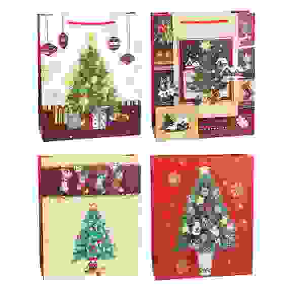 Пакет подарочный 26х32х10 см, бумага высокого качества с блеском, 4 дизайна, арт 24 СНОУ БУМ