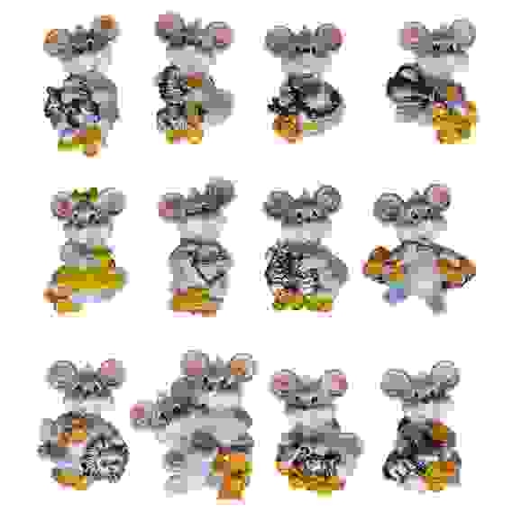 Магнит в форме мышки со знаками зодиака, Символ Года, 4х5 см, полистоун, 12 дизайнов СНОУ БУМ