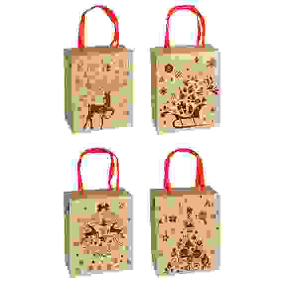 Пакет подарочный бумажный , закрывающийся, 15х18х9 см, 4 дизайна СНОУ БУМ