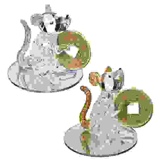 Фигурка стеклянная в виде мышки с монеткой, 7,5х6,5 см СНОУ БУМ