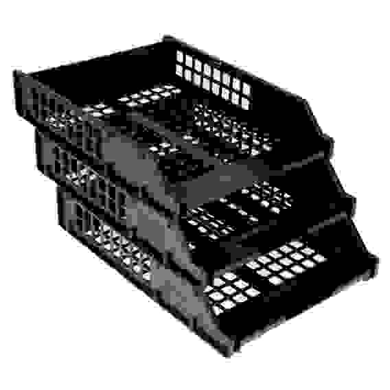 Набор лотков для бумаг горизонтальных, «Квадро», 3 штуки, чёрный