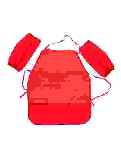 Фартук для труда + нарукавники, Стандарт (фартук: 485х395 мм, нарукавники 250х120 мм) красные