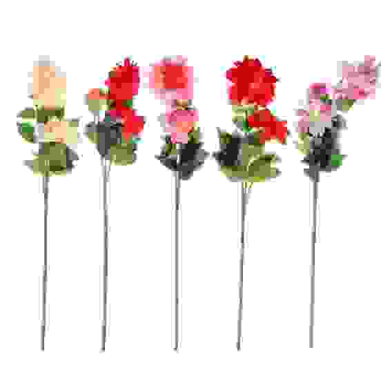 Цветок искусственный в виде георгин, ветка, 92 см, пластик, полиэстер, 5 цветов