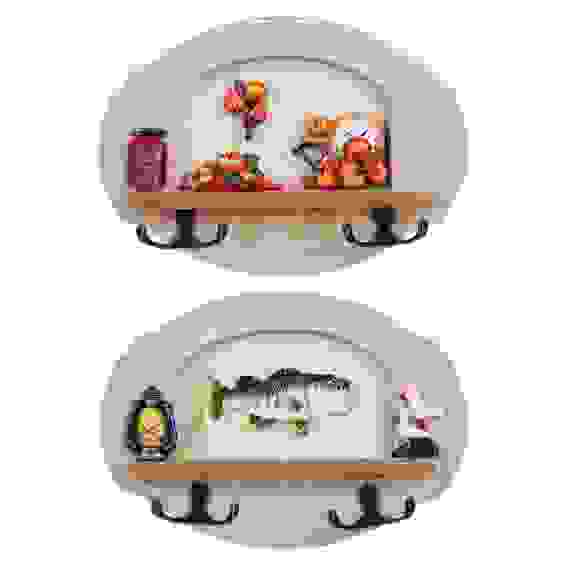 Ключница открытого типа с декором, два двойных крючка, 22,5х16 см, МДФ, 2 дизайна