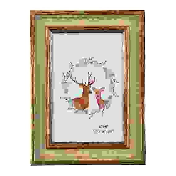 Фоторамка бежевая с золотом, 10х15 см, МДФ, пластик