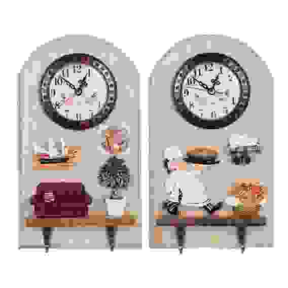 Ключница открытого типа с декором и часами, 26х15, 1хАА см, МДФ, 2 дизайна