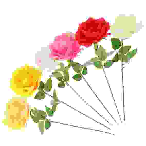 Цветок искусственный в виде розы, пластик, полиэстр, 57см, 6 цветов