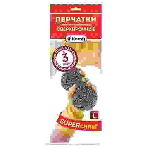 Перчатки хозяйственные латексные СВЕРХПРОЧНЫЕ M /натуральный/ Komfi