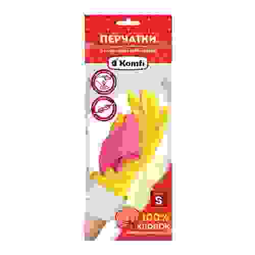 Перчатки хозяйственные латексные M желтые Komfi