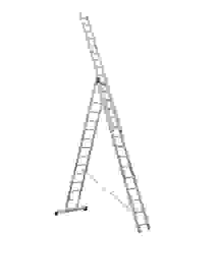 Лестница 3х15 ступеней алюминиевая, трехсекционная