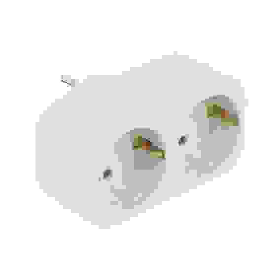 Разветвитель 2 гнезда, евро, с заземлением, ABS, 10-16А, 250V, белый, медь FORZA