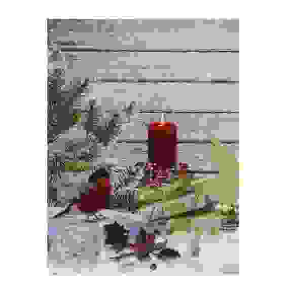 Картина светодиодная "Снегирь и свеча", размер: 15х20 см. 1 лампа.на бат. (BD48795)