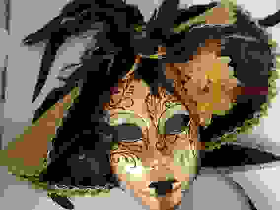 Маска с перьями Венецианская дама 23х14 WD7