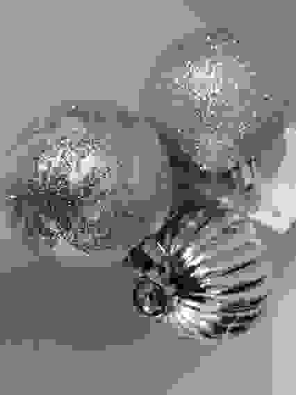 Набор елочных шаров на связке, 3 шт., d 6 см. Цвет: серебро.