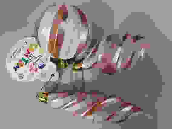 Набор елочных украшений \&quot;Винтаж\&quot; на связке, 3 шт., 8 см. (486 цвет: розовое золото.)