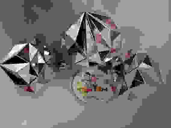 Набор елочных украшений &quot;Многогранники&quot; на связке, 3 шт., 6 см. (53 цвет: розовый.)