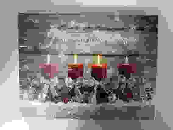 Картина светодиодная "Рождественские свечи", 4 лампы, на бат. (BD29599-2015)