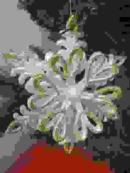 Ел. украш. Снежинка золотая BW16314-C бел+зол.