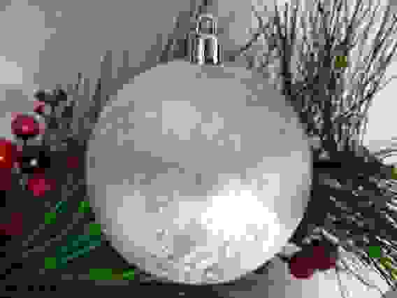 Елочный шар &quot;Морозный&quot;, d 8 см. (0193P цвет: серебро)