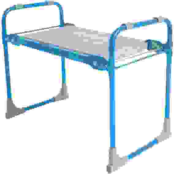 Скамейка садовая с мягким сиденьем (СК/Г голубой) мдф+иск кожа