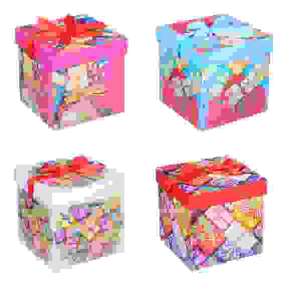 Коробка подарочная, складная, бумага, 15х15х15 см, 4 дизайна